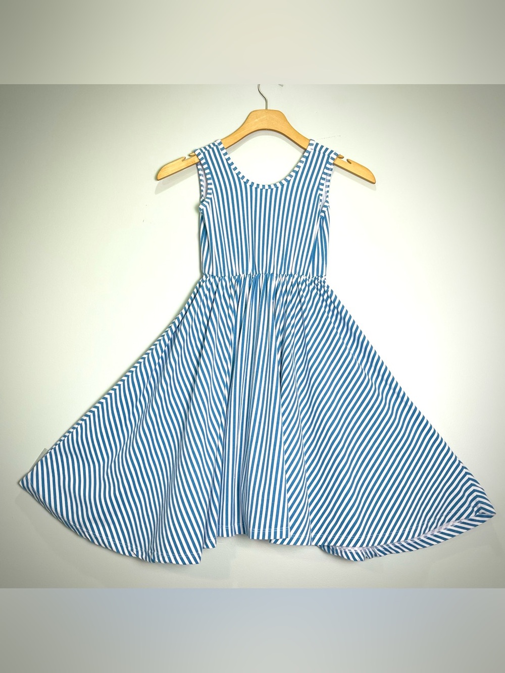 ALICE & AMES Girls Ballet Twirl Tank Dress Blue White Striped Size 8